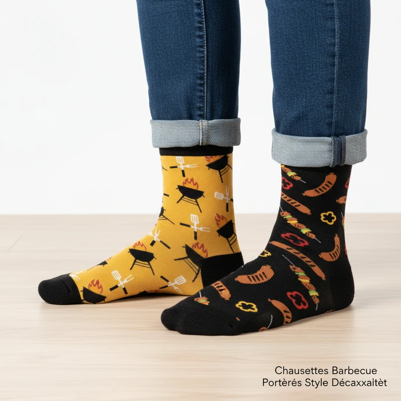 Chaussettes Humoristiques Barbecue / Saucisses – Plats & Boissons Mythiques