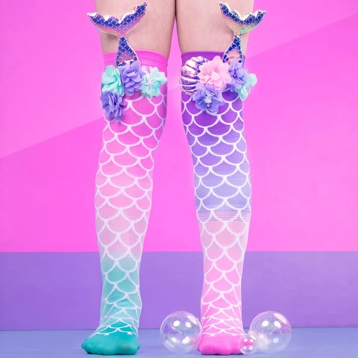 Chaussettes fantaisie MADMIA “Mermaid Tails” – queues de sirène 3D & coquillages