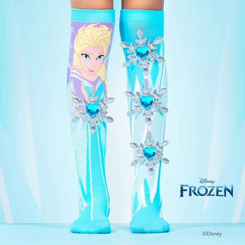 Chaussettes fantaisie MADMIA Disney Frozen – Elsa – gems brillants & flocons 3D