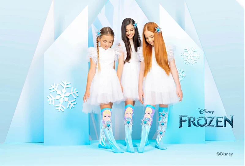 Chaussettes fantaisie MADMIA Disney Frozen – Elsa – gems brillants & flocons 3D