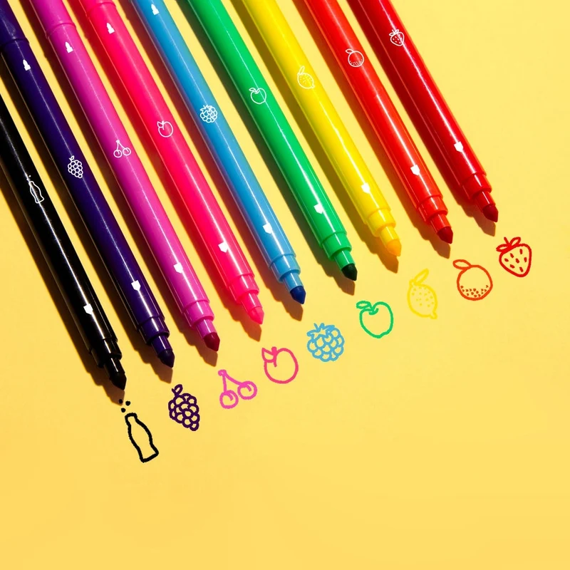 OMY – Boîte de 9 feutres parfumés double-pointe – Couleurs acidulées