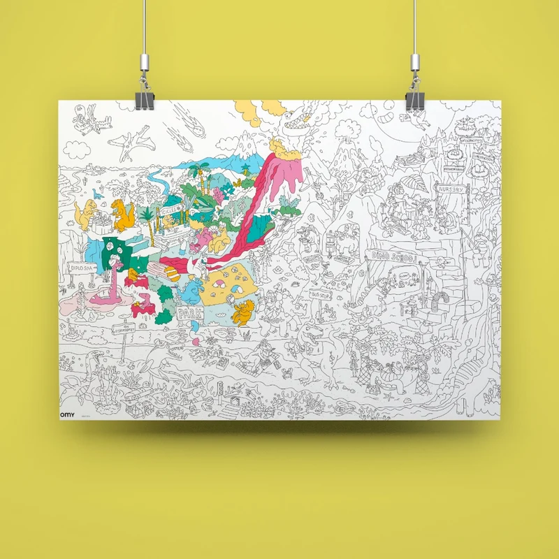 OMY – Poster géant à colorier DINOS – 70 x 100 cm