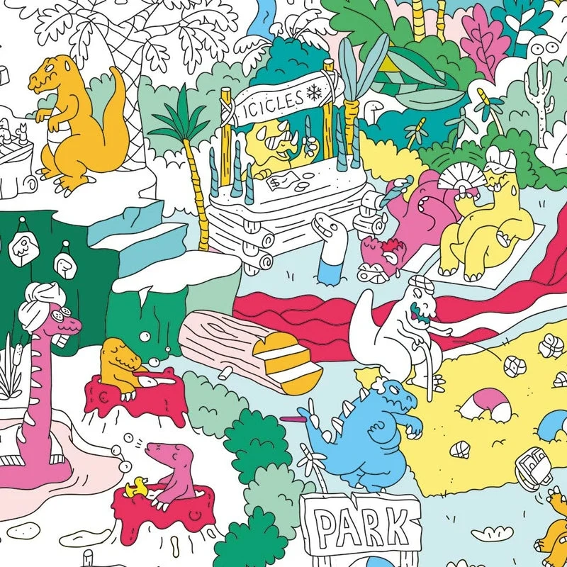 OMY – Poster géant à colorier DINOS – 70 x 100 cm