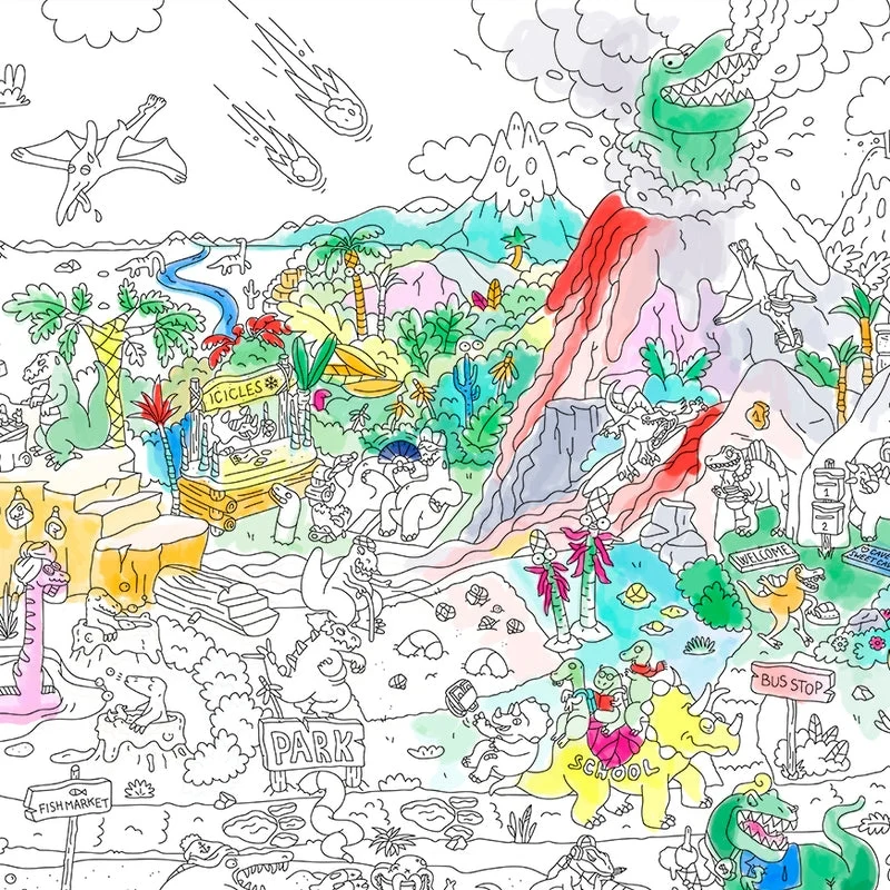 OMY – Poster géant à colorier DINOS – 70 x 100 cm
