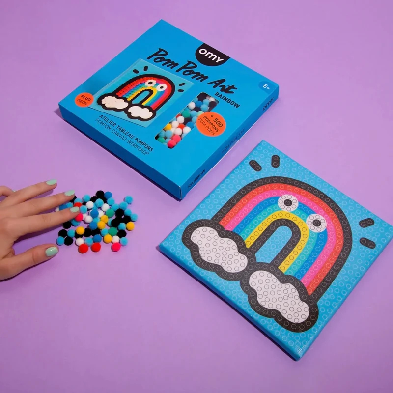 OMY – Atelier tableau pompons Arc-en-ciel – Activité créative enfant dès 6 ans