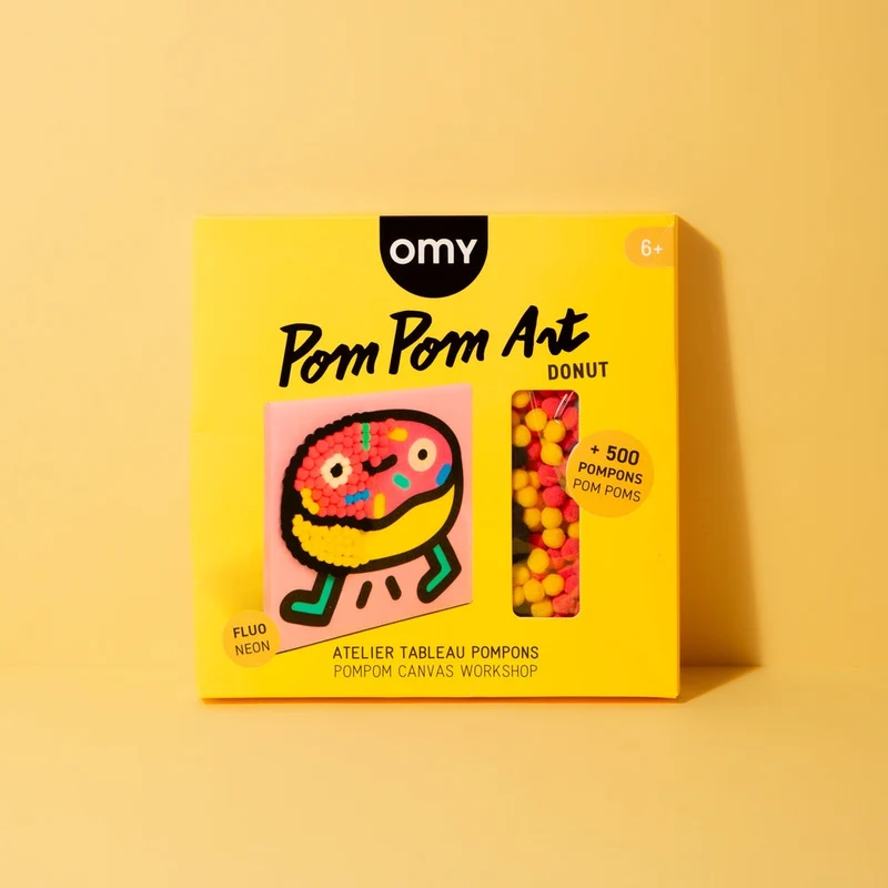 Kit tableau pompons Donut – Plus de 500 pompons colorés – Activité créative dès 6 ans