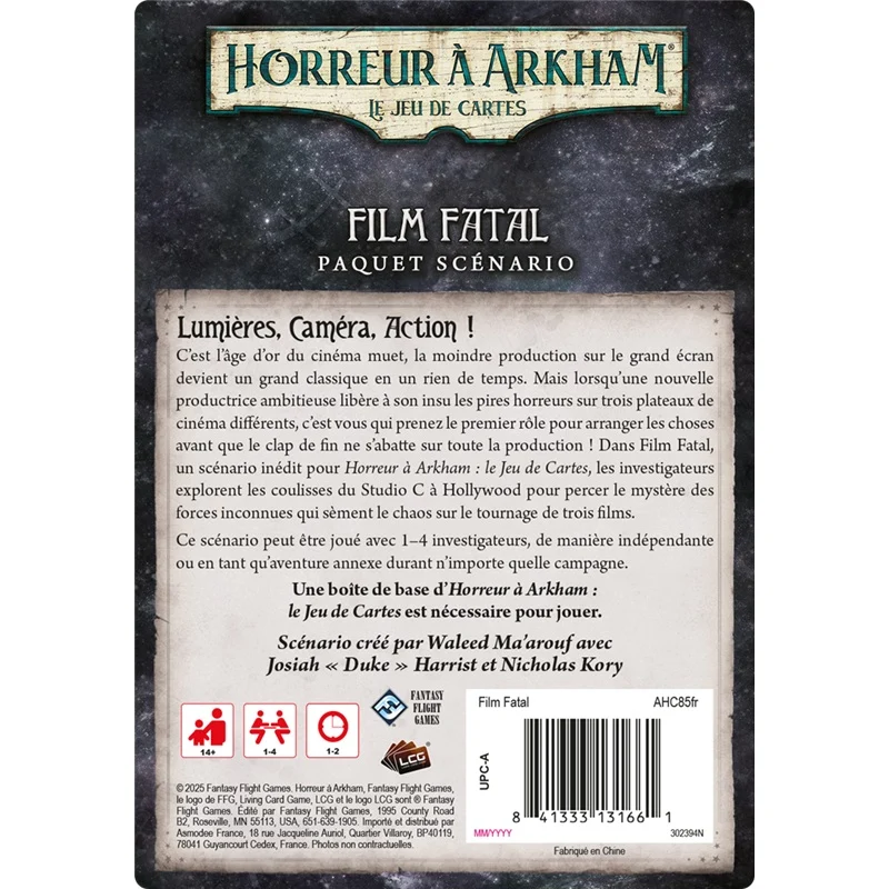 Horreur à Arkham JCE – Film Fatal (Scénario)