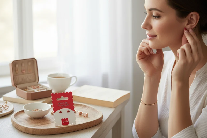 Boucles d’oreilles Pastèque en porcelaine peinte à la main – Puces acier inoxydable