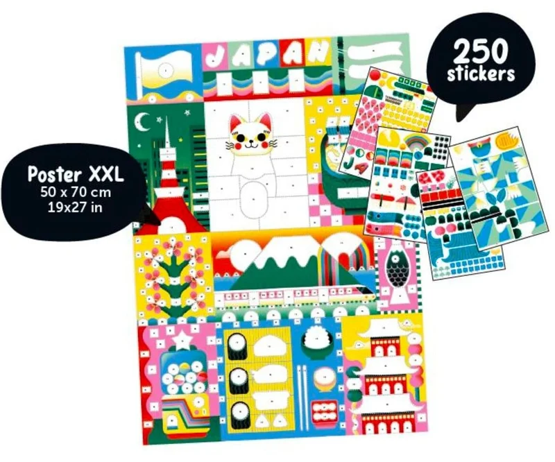 Poster Créatif JAPON + 270 Stickers – Activité Créative dès 8 ans