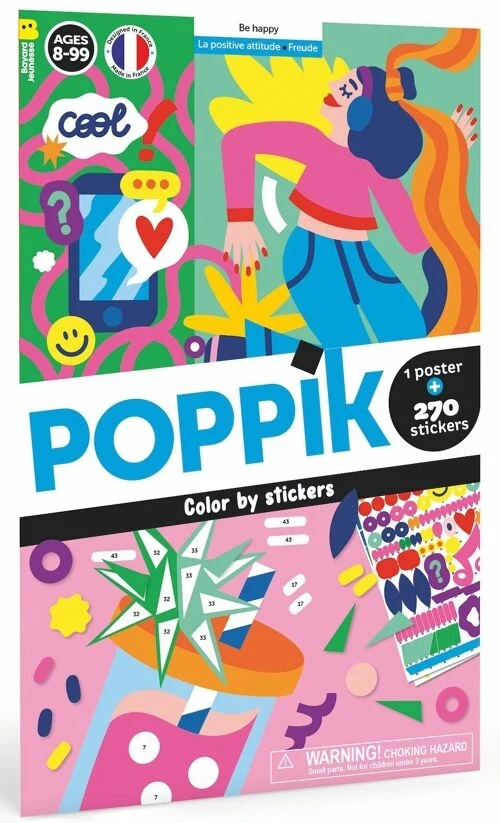 Poster Créatif BE HAPPY ! + 270 Stickers – Activité Ludique dès 8 ans