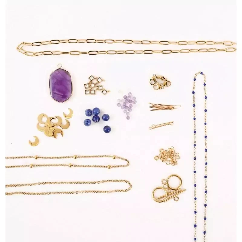 Kit DIY Bijoux Acier Inoxydable – Parure Violette & Bleue | Création Facile