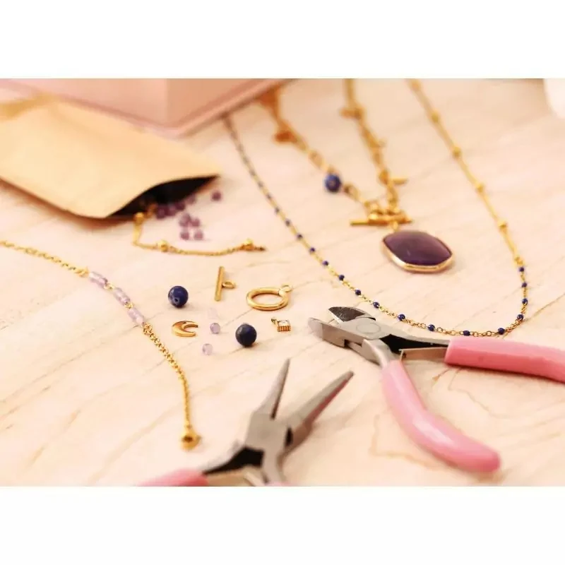 Kit DIY Bijoux Acier Inoxydable – Parure Violette & Bleue | Création Facile