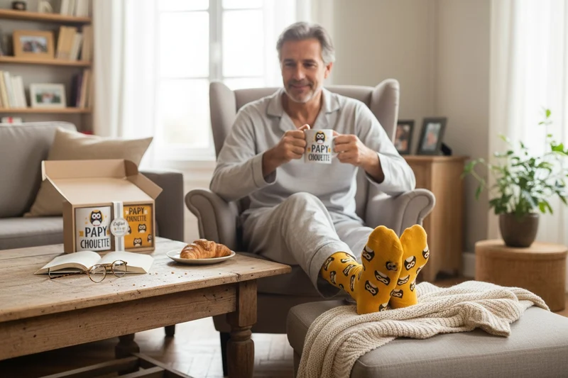 Coffret Cadeau Mug et Chaussettes – Papy Chouette | Idée Cadeau Papy