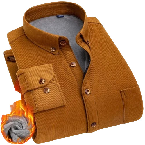Chemise en velours côtelé avec intérieur chaud en polaire - Couleur unie
