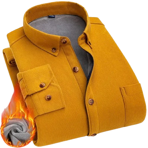 Chemise en velours côtelé avec intérieur chaud en polaire - Couleur unie