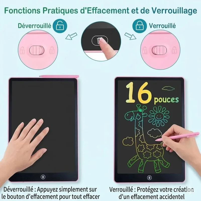 Ardoise Magique Enfant Multicolore Verticale | Trait de Lumière™