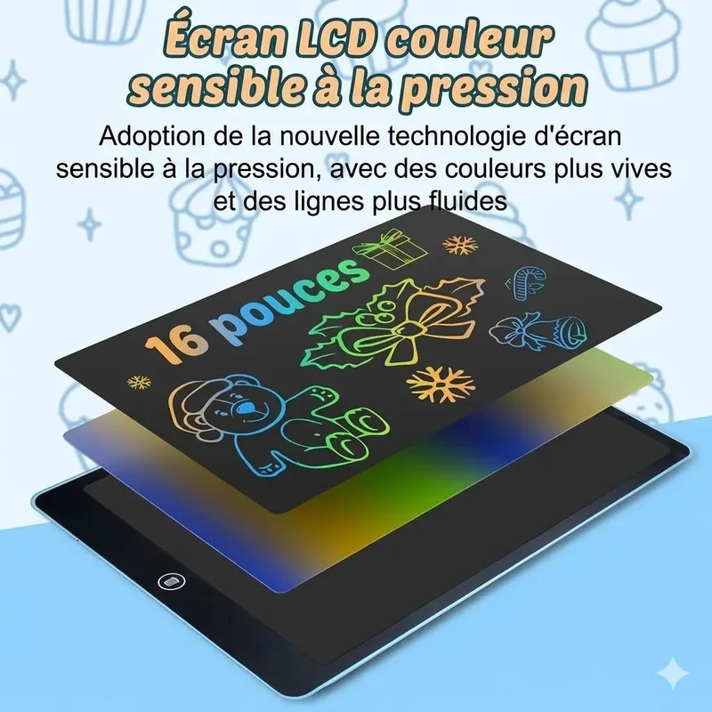 Ardoise Magique Enfant Multicolore Verticale | Trait de Lumière™