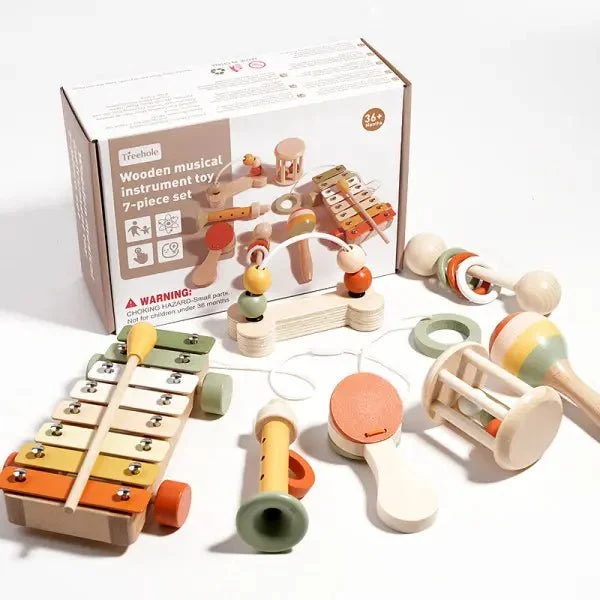 Hochet Bébé | Coffret Instruments Musicaux en Bois