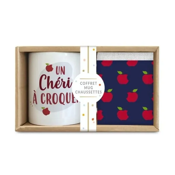 Coffret Cadeau Mug et Chaussettes – Un Chéri à Croquer | Idée Cadeau Couple