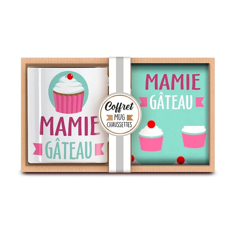 Coffret Mug & Chaussettes – Mamie Gâteau | Cadeau Mamie Original