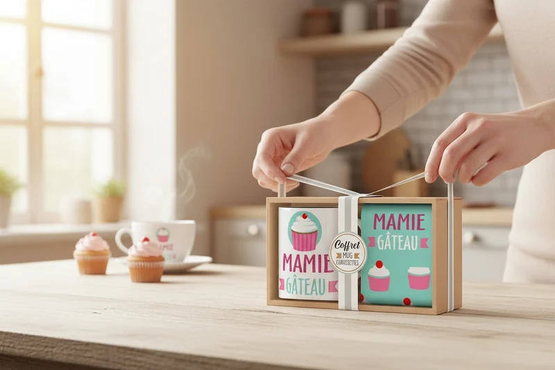 Coffret Mug & Chaussettes – Mamie Gâteau | Cadeau Mamie Original