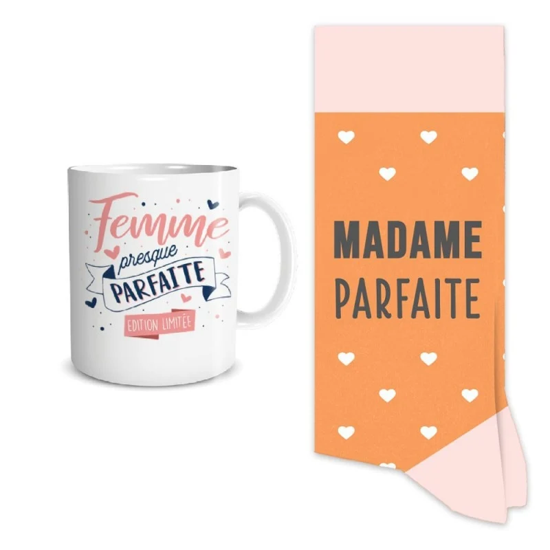 Coffret Mug & Chaussettes – Madame Parfaite | Cadeau Femme