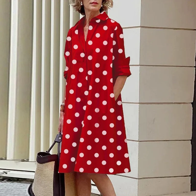 Robe chemise mi-longue col rabattu et poches - Collection 2024