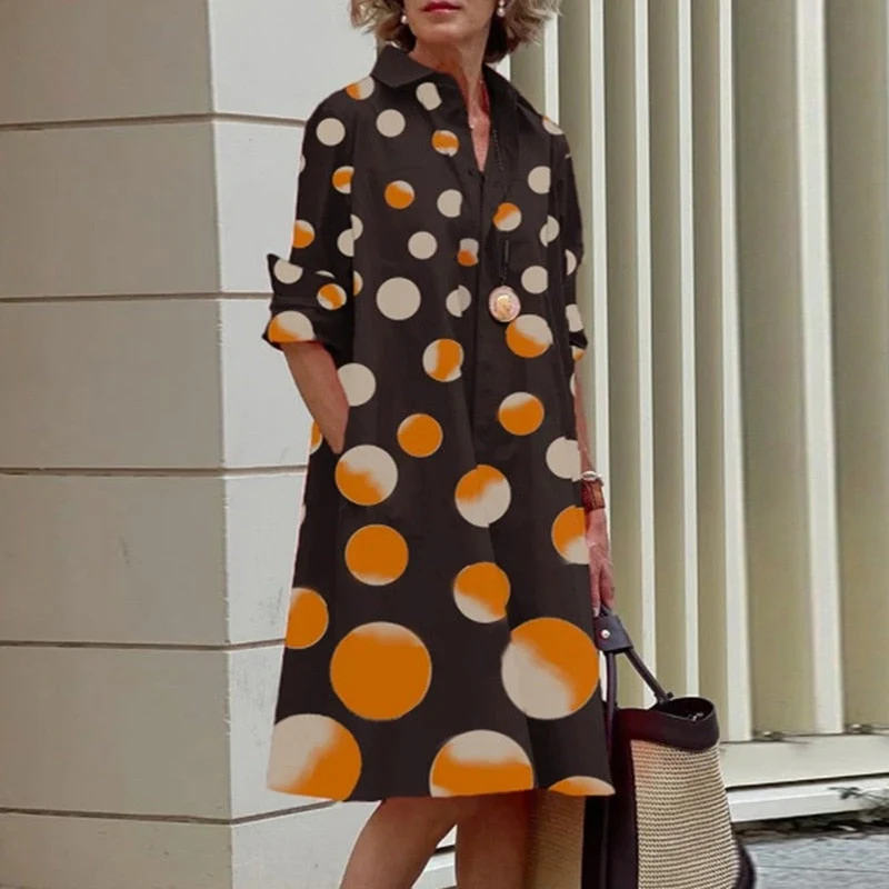 Robe chemise mi-longue col rabattu et poches - Collection 2024