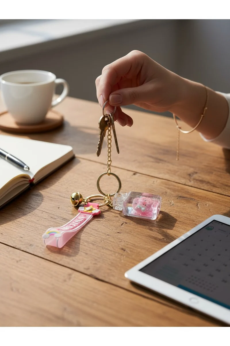 Porte-Clés Kawaii Flacon de Parfum Donut Flottant Gourmand