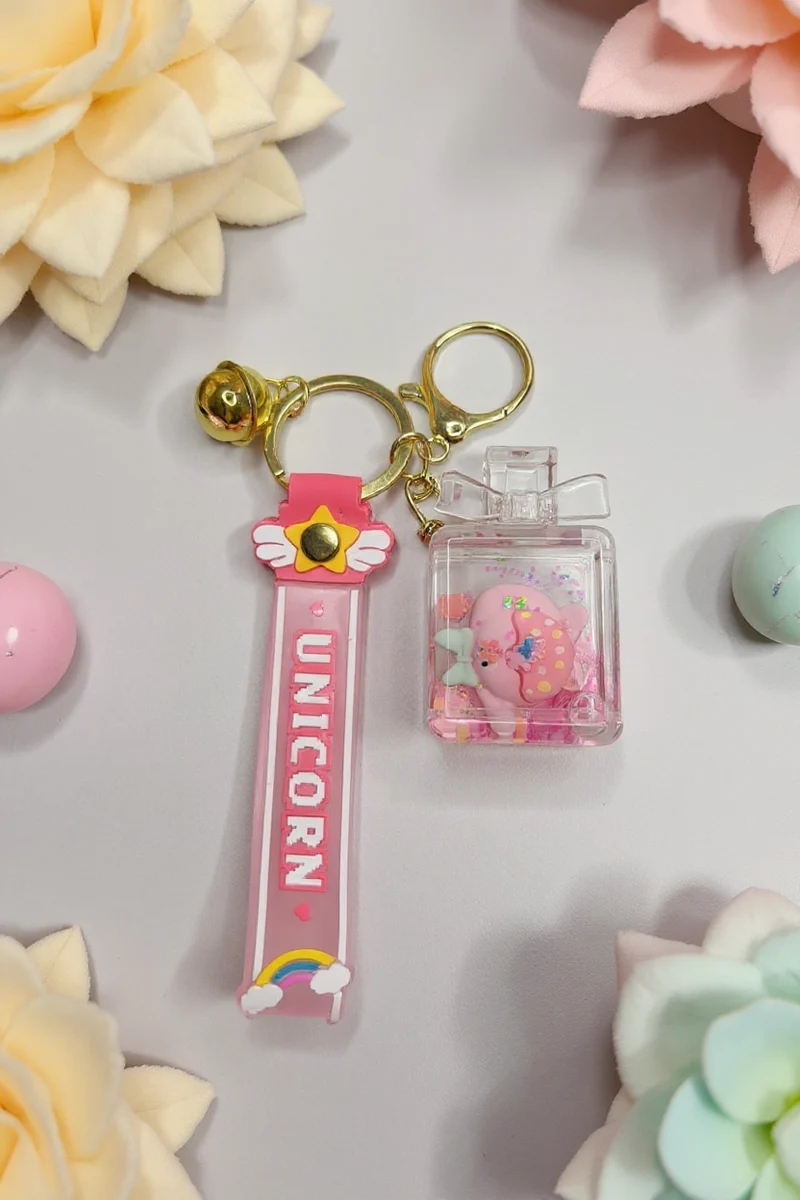 Porte-Clés Kawaii Flacon de Parfum Donut Flottant Gourmand