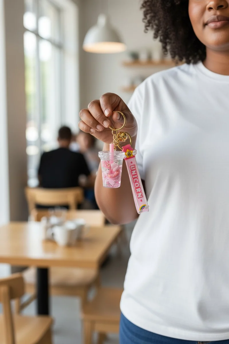Porte-Clés Donut Flottant Kawaii Accessoire Mignon & Original Bubble-tea