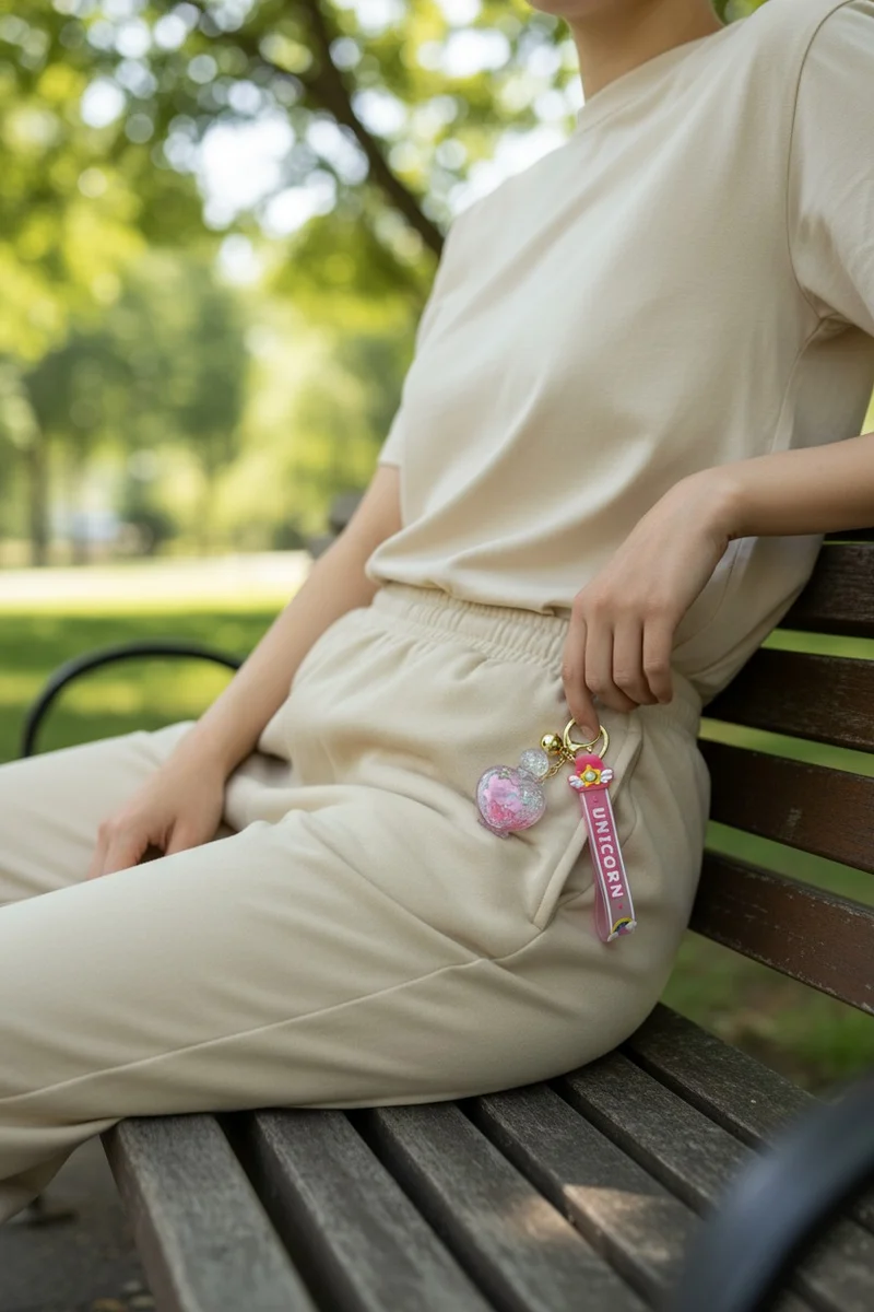 Porte-Clés Donut Flottant Kawaii Flacon de Parfum forme de cœur Mignon