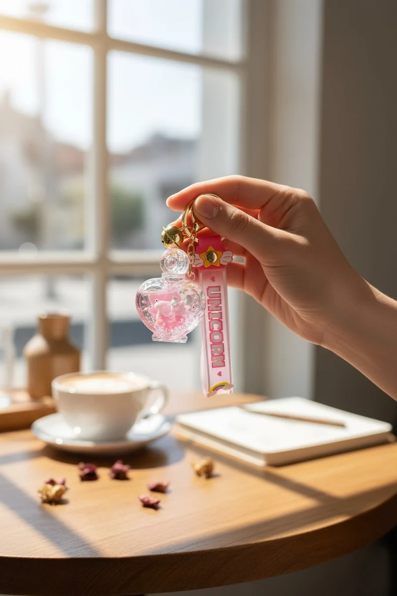 Porte-Clés Donut Flottant Kawaii Flacon de Parfum forme de cœur Mignon