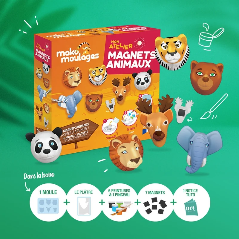 Mako moulages – Mon Atelier Magnets Animaux | Kit créatif DIY enfants dès 5 ans