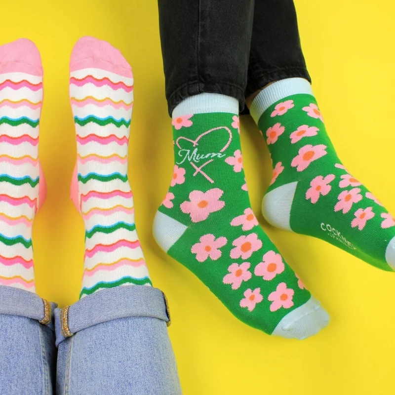 MAMAN – Coffret 2 Paires de Chaussettes Assorties | Best Mum Ever | Cockney Spaniel | Taille 37-42