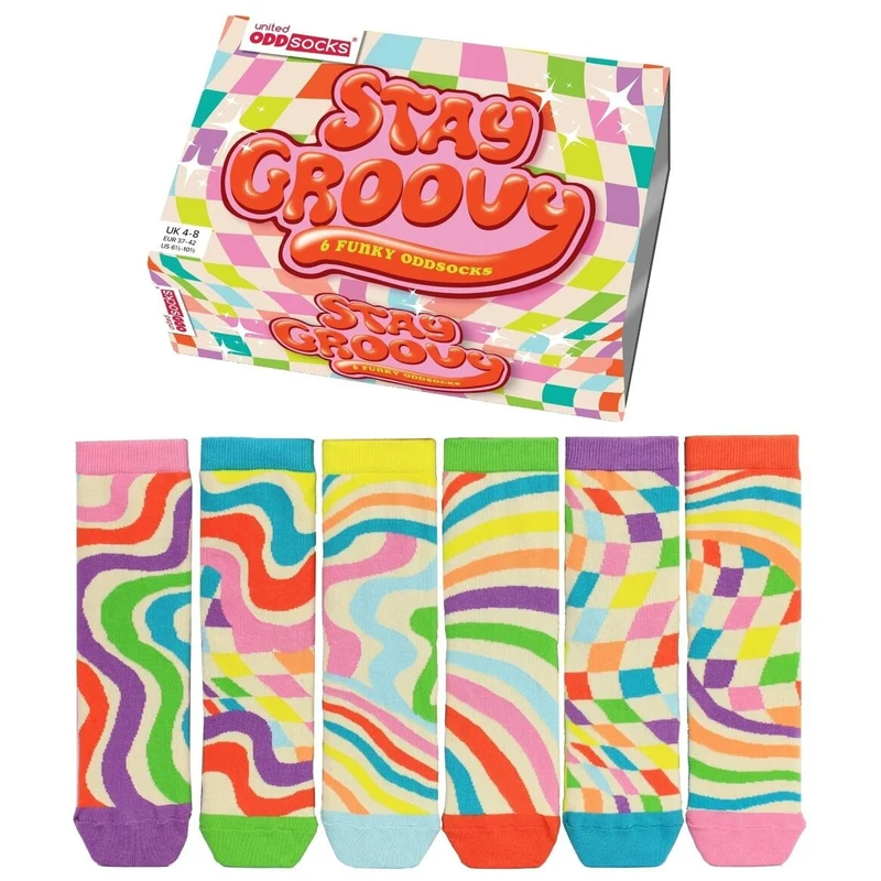 RESTEZ GROOVY – Coffret 6 Chaussettes Dépareillées | United Oddsocks | Taille 37-42