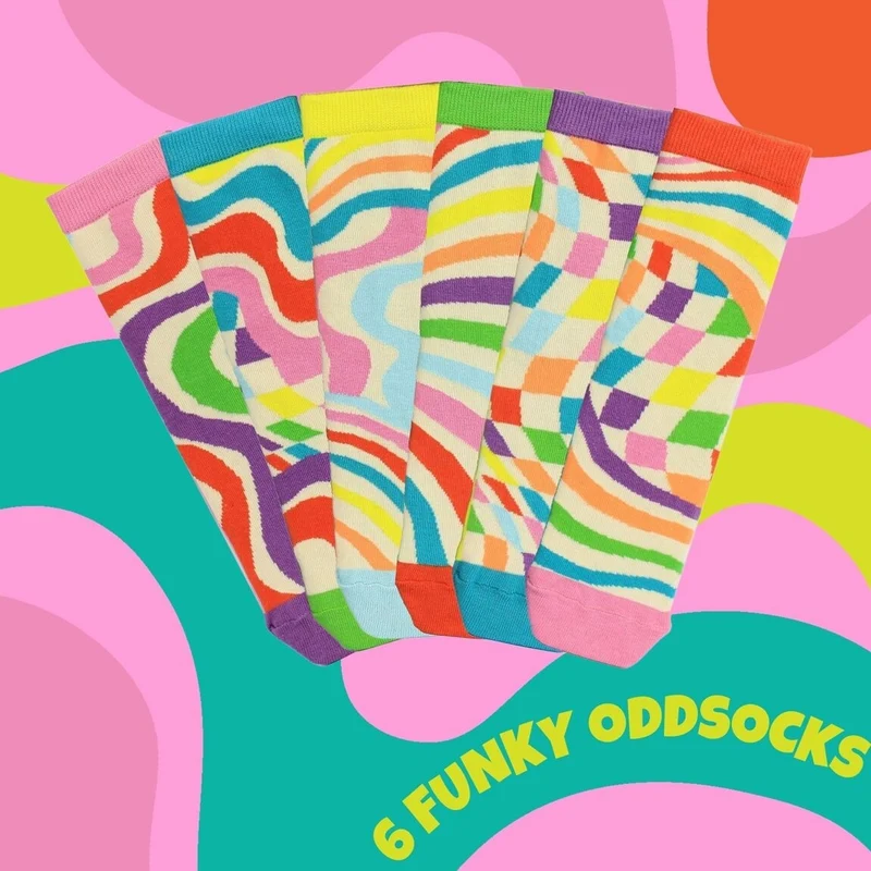 RESTEZ GROOVY – Coffret 6 Chaussettes Dépareillées | United Oddsocks | Taille 37-42