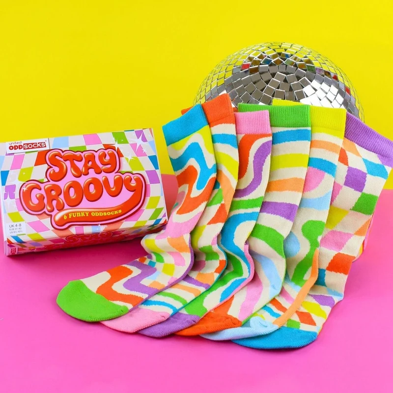 RESTEZ GROOVY – Coffret 6 Chaussettes Dépareillées | United Oddsocks | Taille 37-42