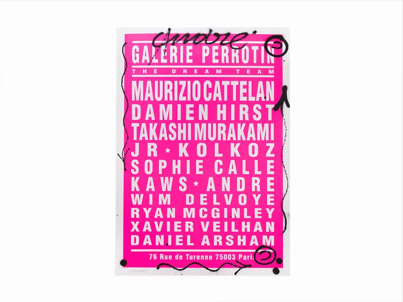 André - Dream Gallery (Galerie Perrotin) Neon Pink (amélioré à la main)