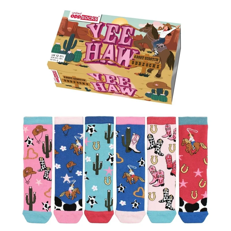 YEE HAW – Coffret 6 Paires de Chaussettes Dépareillées | Enfant | Taille 34-38