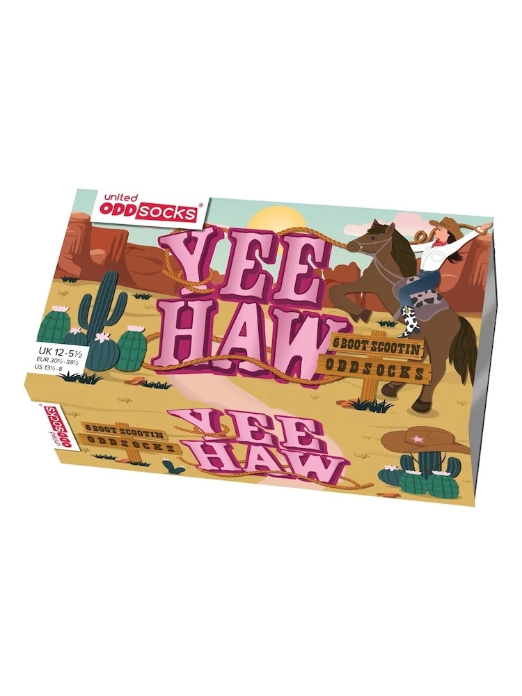 YEE HAW – Coffret 6 Paires de Chaussettes Dépareillées | Enfant | Taille 34-38