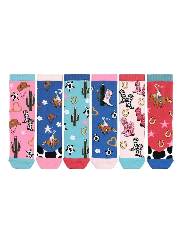 YEE HAW – Coffret 6 Paires de Chaussettes Dépareillées | Enfant | Taille 34-38