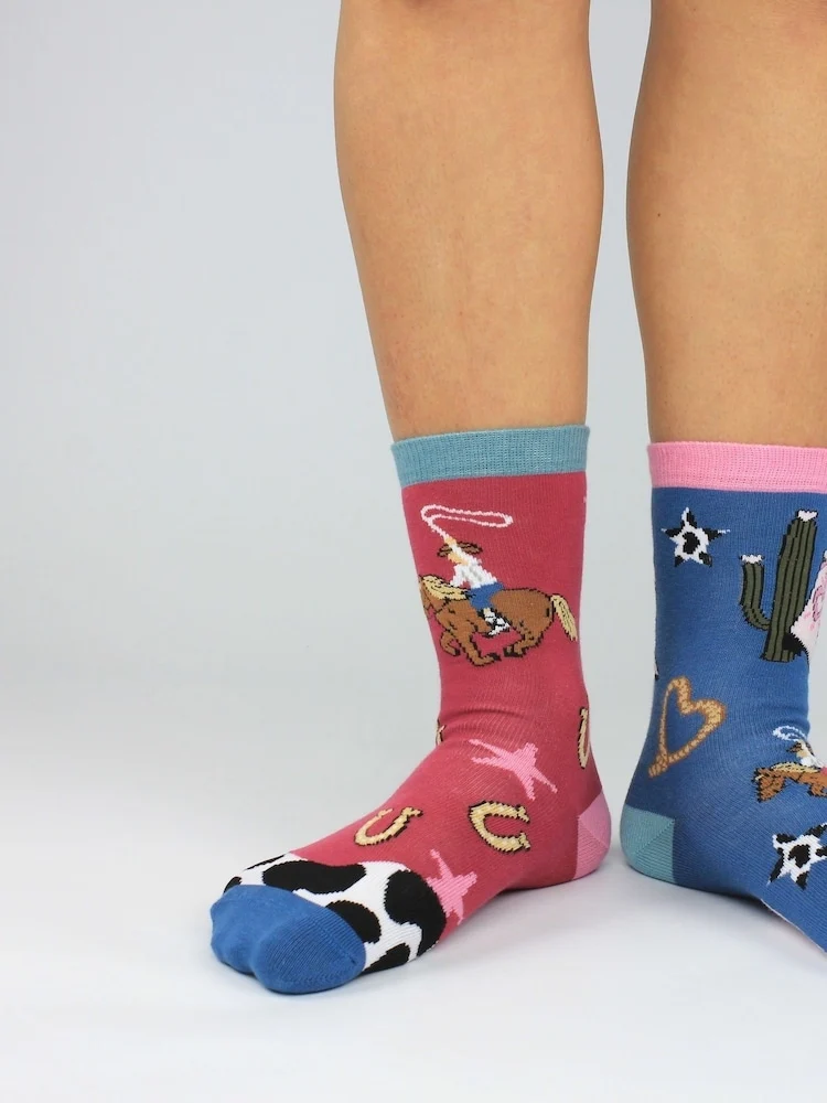 YEE HAW – Coffret 6 Paires de Chaussettes Dépareillées | Enfant | Taille 34-38