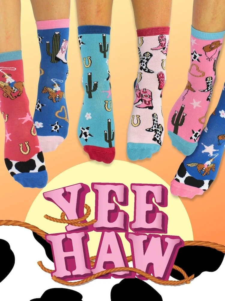 YEE HAW – Coffret 6 Paires de Chaussettes Dépareillées | Enfant | Taille 34-38