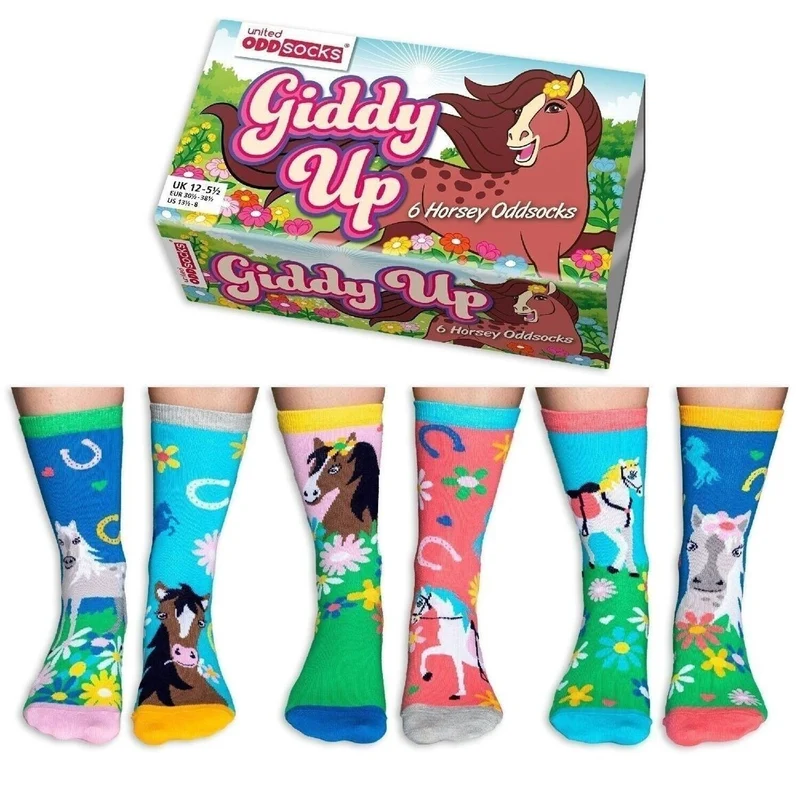 Coffret Chaussettes Cheval – 6 Impaires Dépareillées Fun | United Oddsocks Étourdi