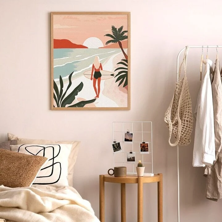 Broderie Diamant – Plage au coucher du soleil 40x50cm sur châssis