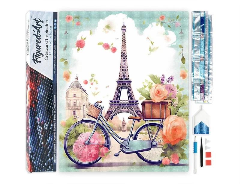 Broderie Diamant – Paris en fleurs 40x50cm | Kit complet DIY