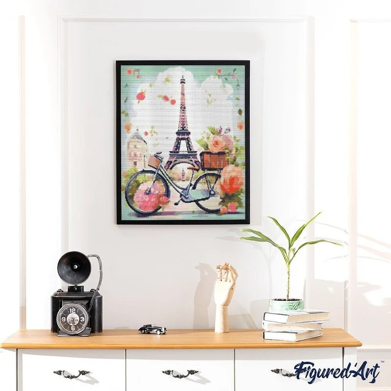 Broderie Diamant – Paris en fleurs 40x50cm | Kit complet DIY