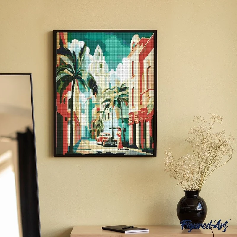 Broderie Diamant - Cuba Art Déco | Toile 40x50 cm avec diamants carrés