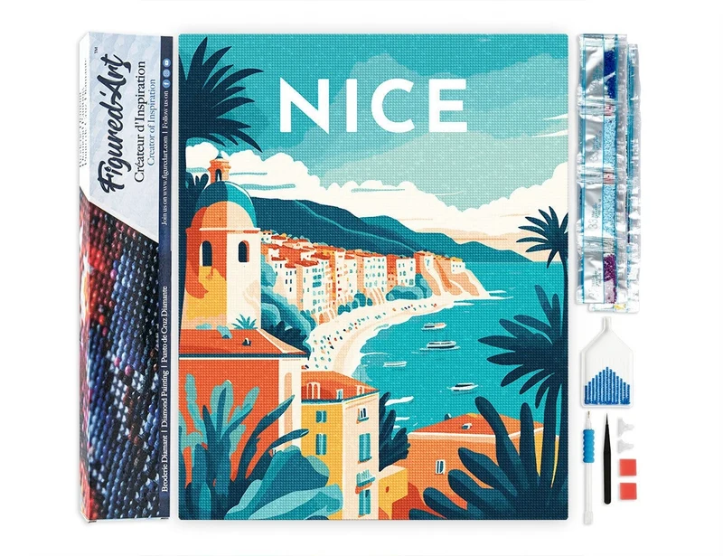 Broderie Diamant Nice 40x50 cm – Kit Complet Affiche Côte d’Azur